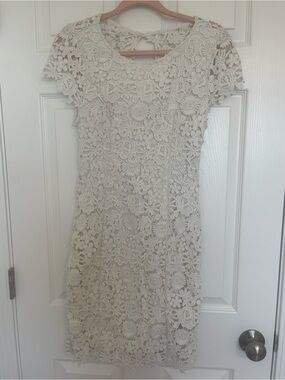 Lulu's Ivory Floral Crochet Lace Mini Dress